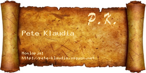 Pete Klaudia névjegykártya
